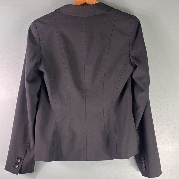 Express Blazer Jacket Size 12 Two Button Black Single Breasted Wool Blend - Picture 2 of 16